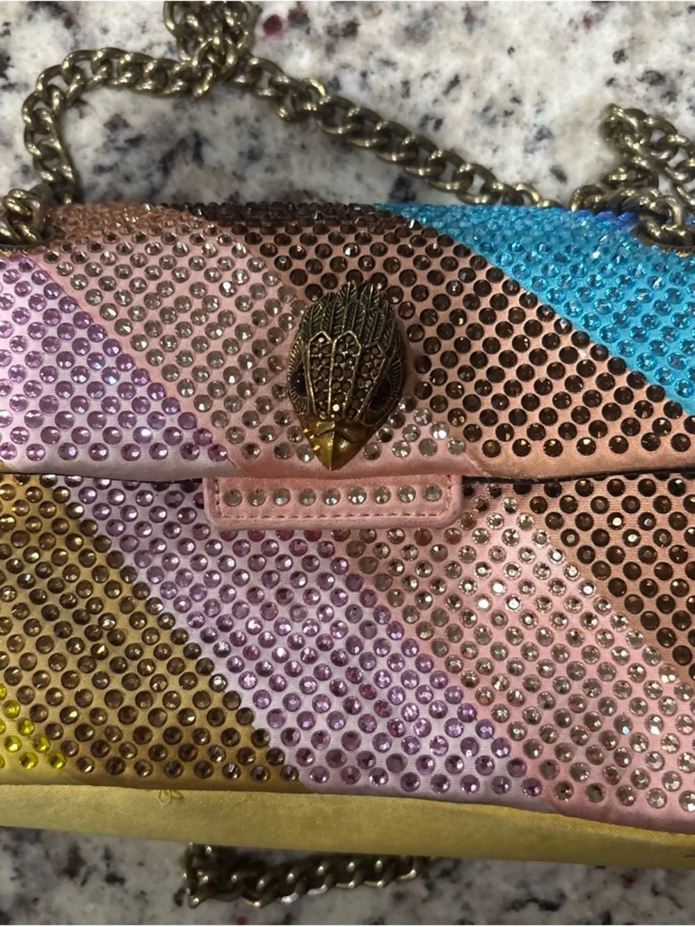 Kurt Geiger Multicolor Crystal-Strap Chain Shoulder Bag